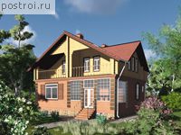 A-180-1P проект одноэтажного дома из пеноблоков с мансардой размером 11 на 11 