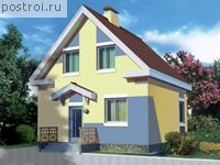 C-074-1P проект одноэтажного дома из пеноблока с мансардой размером 7 на 7 