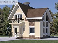 C-132-1P проект одноэтажного коттеджа из газобетона с мансардой размером 13 на 8 