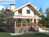 C-242-1P проект двухэтажного дома из газобетона с цоколем и мансардой размером 12 на 10 