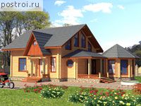 D-184-1D проект двухэтажного деревянного дома из бревна размером 20 на 13 