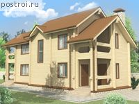 E-174-1D проект двухэтажного деревянного дома из бруса с подвалом размером 6 на 18 