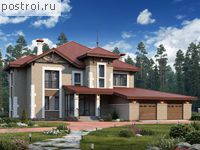 F-483-1P проект двухэтажного дома из газобетона с мансардой и гаражом размером 23 на 19 