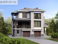 G-316-1K проект двухэтажного дома из кирпича с цоколем и гаражом размером 13 на 13 