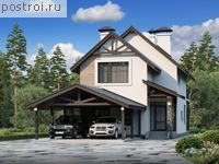 H-141-3K проект двухэтажного дома из кирпича с гаражом размером 23 на 8 