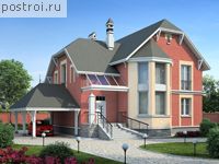 H-208-1P проект двухэтажного дома из газобетона с гаражом размером 12 на 16 