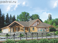 I-160-1P проект одноэтажного дома из пеноблоков с гаражом размером 16 на 16 