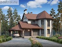 I-203-2P проект двухэтажного дома из пенобетона с гаражом размером 14 на 16 