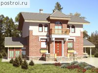 J-141-1P проект двухэтажного дома из газобетона с гаражом размером 17 на 17 