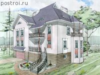 J-463-1K проект двухэтажного дома из кирпича с цоколем и гаражом размером 14 на 16 