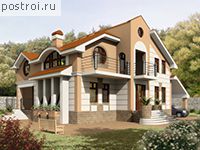 K-301-1P проект двухэтажного коттеджа из пенобетона с гаражом размером 19 на 19 