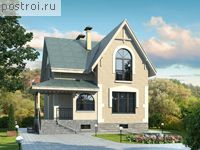 L-174-1P проект двухэтажного дома из пеноблоков с цоколем размером 9 на 8 