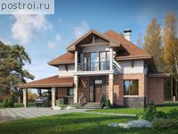 L-206-1P проект двухэтажного дома из пенобетона с гаражом размером 16 на 15