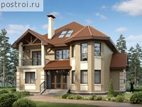 N-241-2P проект двухэтажного дома из пеноблоков с мансардой размером 14 на 15 