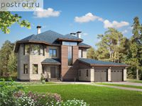 N-260-1P проект двухэтажного дома из пеноблоков с гаражом размером 19 на 17 