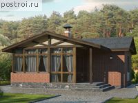 P-044-1P проект одноэтажной бани из пеноблока размером 6 на 8 