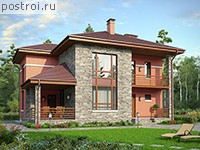 P-184-2P проект двухэтажного дома из пеноблоков размером 13 на 11 