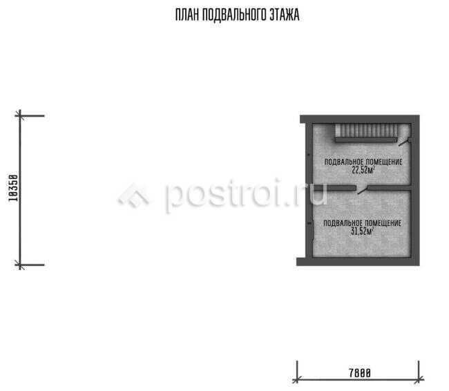 P-298-1P проект одноэтажного дома из пеноблоков с подвалом и гаражом размером 24 на 22 - подвал