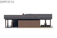 P-298-1P проект одноэтажного дома из пеноблоков с подвалом и гаражом размером 24 на 22 - вид справа