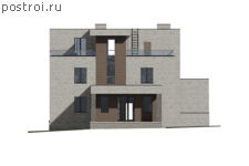 P-435-1P проект дома из газобетона с цоколем размером 18 на 26 - вид спереди