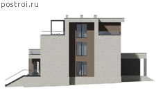 P-435-1P проект дома из газобетона с цоколем размером 18 на 26 - вид слева