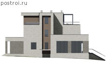 P-435-1P проект дома из газобетона с цоколем размером 18 на 26 - вид справа