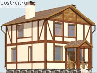 R-101-1P проект двухэтажного коттеджа из пенобетона размером 8 на 7 