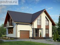 R-183-1K проект одноэтажного дома из кирпича с мансардой и гаражом размером 11 на 12 