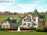 S-777-1K проект двухэтажного дома из кирпича с цоколем и гаражом размером 25 на 30 