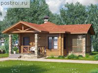 T-038-1D проект одноэтажной деревянной бани из бревна размером 8 на 8