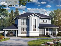 T-141-2P проект двухэтажного дома из газобетона с гаражом размером 11 на 15 