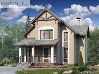 T-145-1P проект двухэтажного коттеджа из пеноблоков размером 16 на 9 