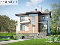 T-166-3P проект двухэтажного дома из газобетона с цоколем размером 11 на 14