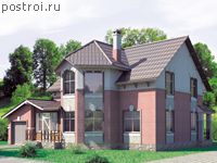 T-177-1K проект двухэтажного дома из кирпича с гаражом размером 12 на 14 