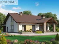 U-240-1K проект одноэтажного дома из кирпича с мансардой и гаражом размером 15 на 19 