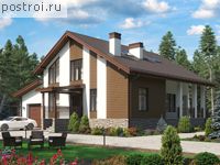 U-253-1P проект двухэтажного коттеджа из пеноблоков с гаражом размером 16 на 14 