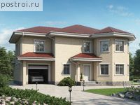 U-268-2P проект двухэтажного дома из пеноблоков с гаражом размером 14 на 16 