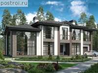 U-284-1P проект двухэтажного дома из пеноблоков с гаражом размером 20 на 12