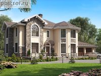 U-300-1P проект двухэтажного дома из пеноблоков с гаражом размером 13 на 22 