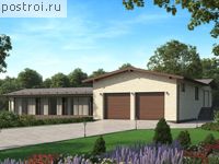 U-304-1P проект одноэтажного бассейна из пенобетона с подвалом и гаражом размером 17 на 30 