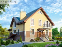 U-306-1P проект двухэтажного коттеджа из пенобетона с цоколем размером 11 на 14 