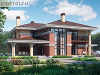 U-318-1K проект двухэтажного дома из кирпича с гаражом размером 22 на 15