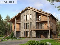 U-390-2P проект двухэтажного дома из газобетона с цоколем и гаражом размером 15 на 16 