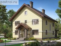 V-185-1P проект двухэтажного дома из пеноблоков размером 11 на 11 