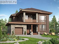 V-202-2P проект двухэтажного дома из пенобетона с гаражом размером 13 на 14
