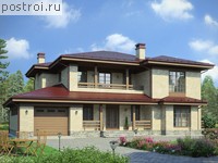 V-229-1P проект двухэтажного коттеджа из газобетона с гаражом размером 17 на 13