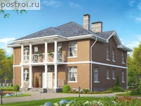 V-359-1K проект двухэтажного коттеджа из кирпича с мансардой размером 12 на 17 