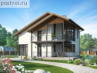 W-215-1P проект двухэтажного дома из пеноблоков с гаражом размером 10 на 13 