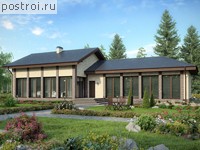 X-171-1P проект одноэтажной бани из пеноблоков с мансардой размером 22 на 9